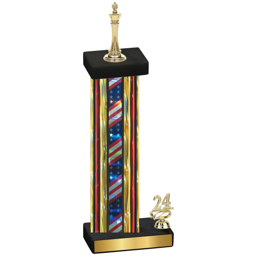 Accented Single Flag USA Year Chess Trophy