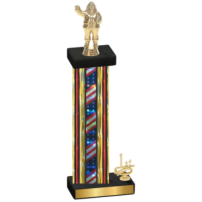 Accented Single Flag USA First Place Holiday Trophy