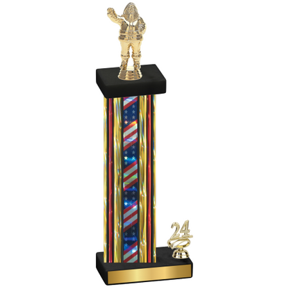 Accented Single Flag USA Year Holiday Trophy