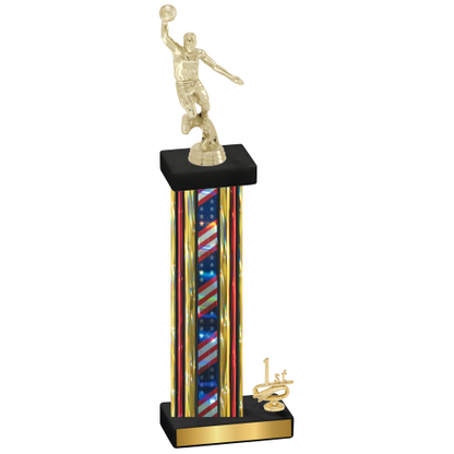 Accented Single Flag USA First Place Basketball Trophy