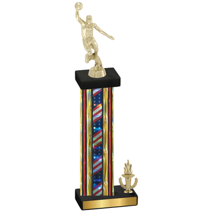 Accented Single Flag USA Victory Basketball Trophy