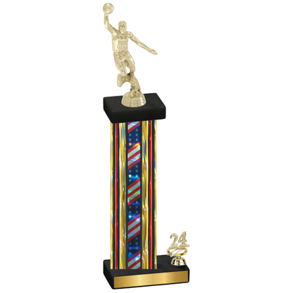 Accented Single Flag USA Year Basketball Trophy