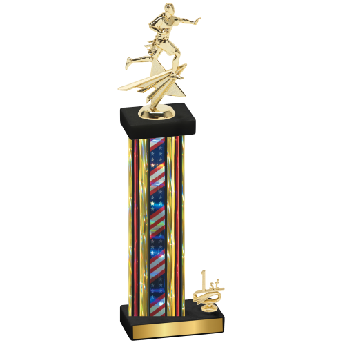 Accented Single Flag USA First Place Flag Football Trophy