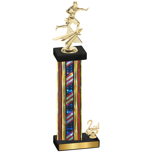 Accented Single Flag USA Second Place Flag Football Trophy