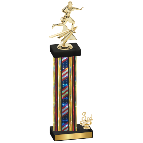 Accented Single Flag USA Third Place Flag Football Trophy