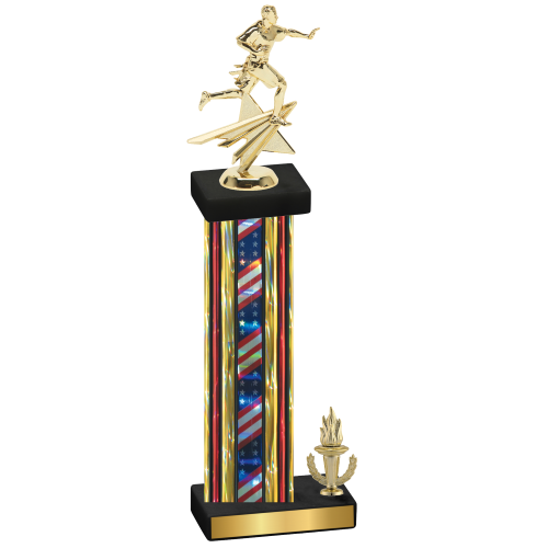 Accented Single Flag USA Victory Flag Football Trophy