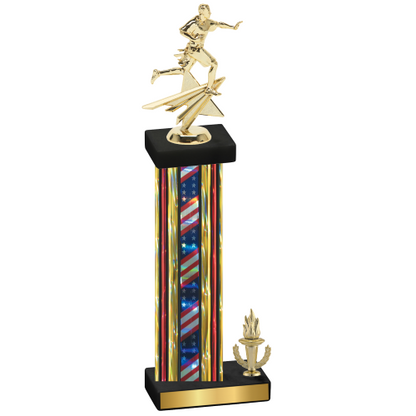 Accented Single Flag USA Victory Flag Football Trophy