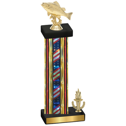 Accented Single Flag USA Victory Fishing Trophy