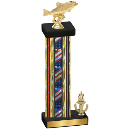 Accented Single Flag USA Victory Fishing Trophy