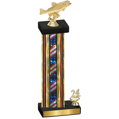 Accented Single Flag USA Year Fishing Trophy