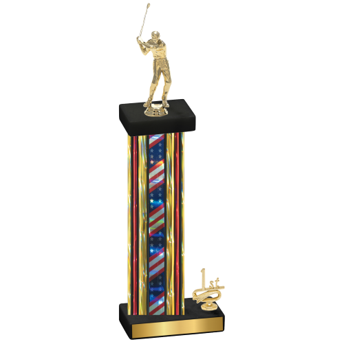 Accented Single Flag USA First Place Golf Trophy