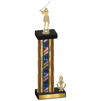 Accented Single Flag USA Victory Golf Trophy