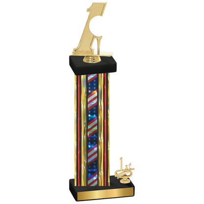 Accented Single Flag USA First Place Golf Trophy