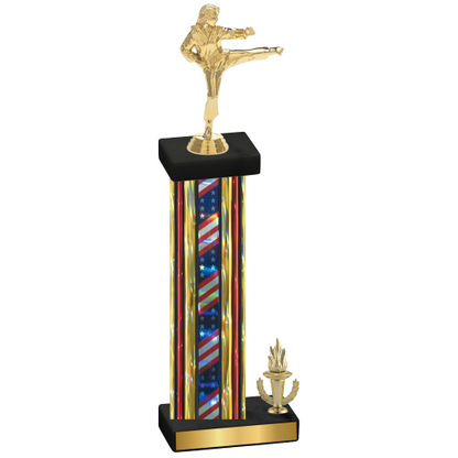 Accented Single Flag USA Victory Karate Trophy