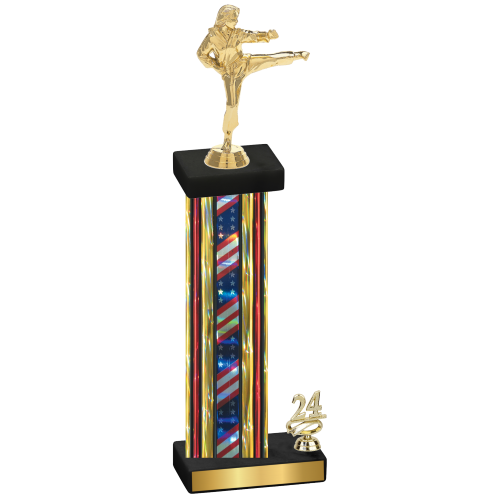 Accented Single Flag USA Year Karate Trophy