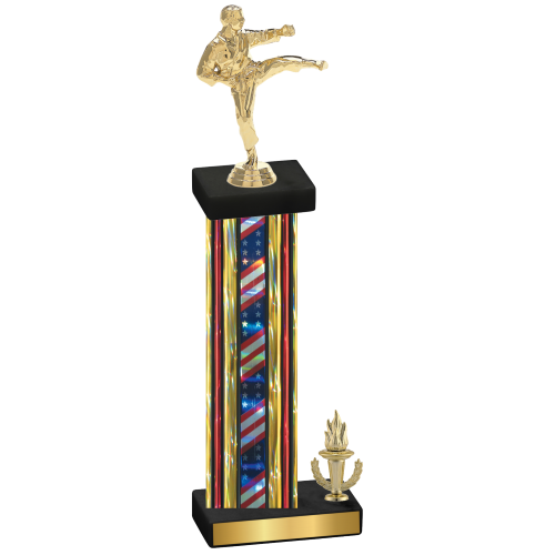 Accented Single Flag USA Victory Karate Trophy