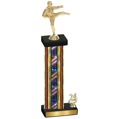 Accented Single Flag USA Year Karate Trophy