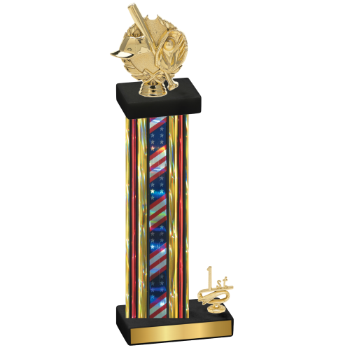 Accented Single Flag USA First Place Baseball Trophy