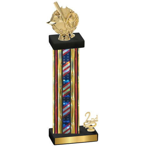 Accented Single Flag USA Second Place Baseball Trophy