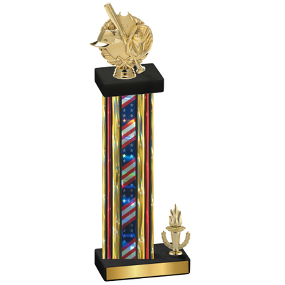 Accented Single Flag USA Victory Baseball Trophy