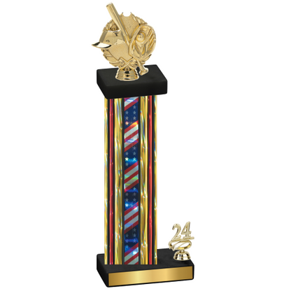 Accented Single Flag USA Year Baseball Trophy