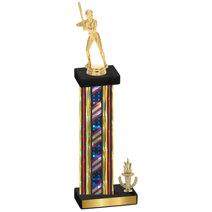 Accented Single Flag USA Victory Softball Trophy