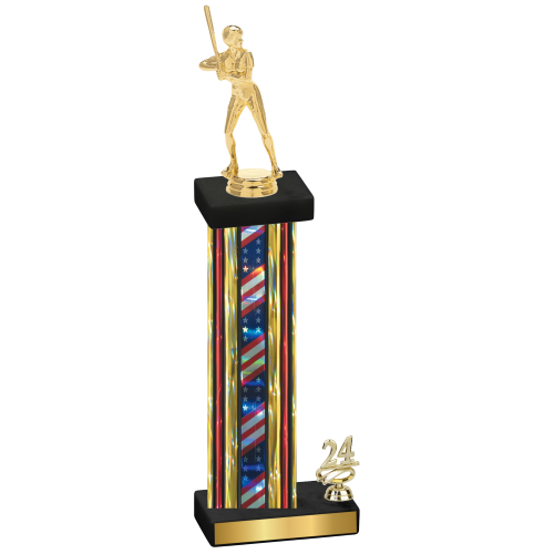 Accented Single Flag USA Year Softball Trophy