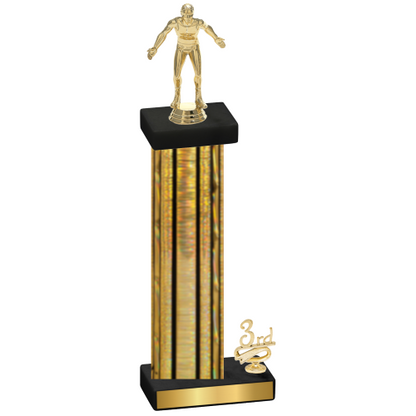 Accented Single Gold Glacier Third Place Wrestling Trophy