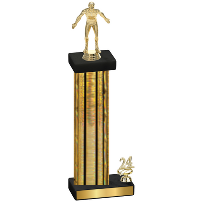 Accented Single Gold Glacier Year Wrestling Trophy