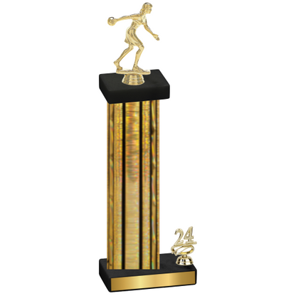 Accented Single Gold Glacier Year Bowling Trophy