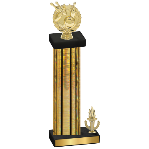 Accented Single Gold Glacier Victory Bowling Trophy