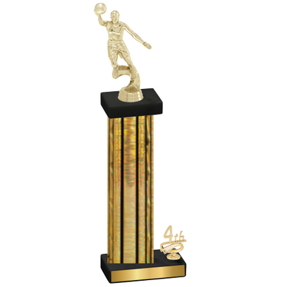 Accented Single Gold Glacier Fourth Place Basketball Trophy