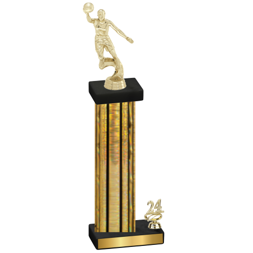 Accented Single Gold Glacier Year Basketball Trophy