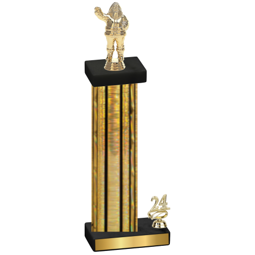 Accented Single Gold Glacier Year Holiday Trophy