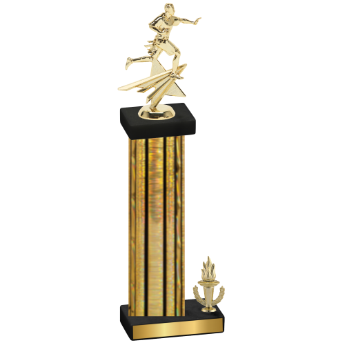 Accented Single Gold Glacier Victory Flag Football Trophy