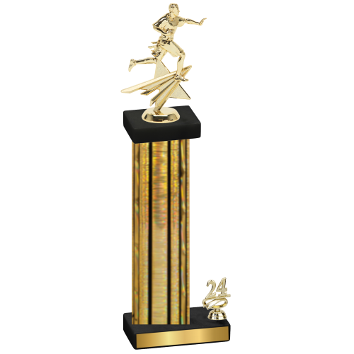 Accented Single Gold Glacier Year Flag Football Trophy