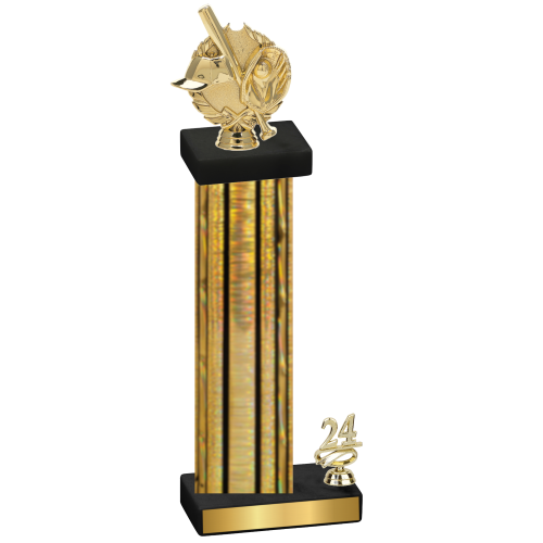 Accented Single Gold Glacier Year Baseball Trophy