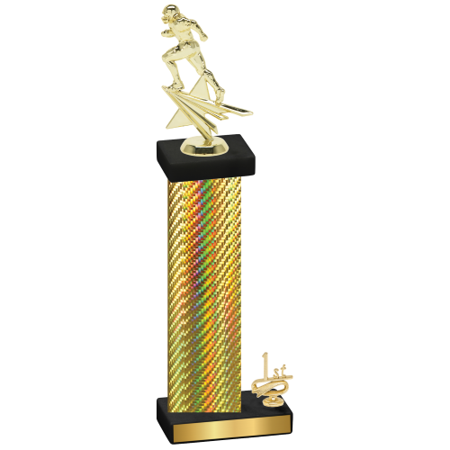 Accented Single Gold Carbon Fiber First Place Football Trophy