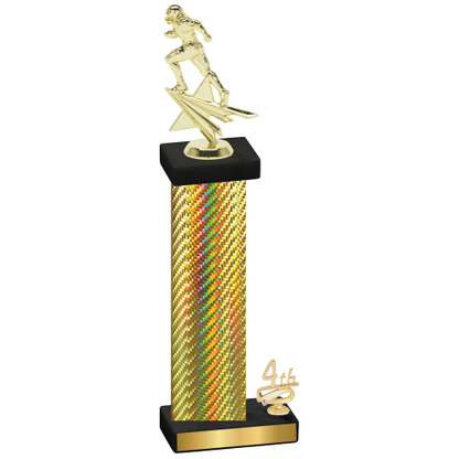 Accented Single Gold Carbon Fiber Fourth Place Football Trophy