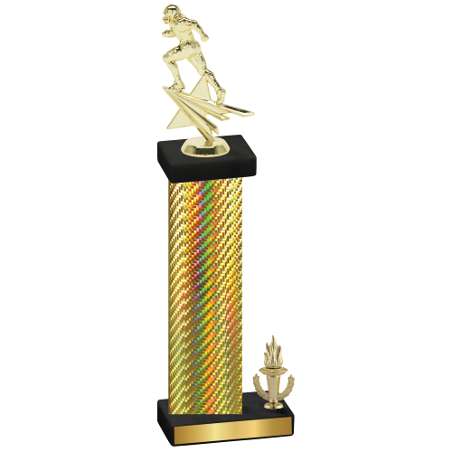 Accented Single Gold Carbon Fiber Victory Football Trophy