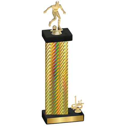 Accented Single Gold Carbon Fiber First Place Soccer Trophy