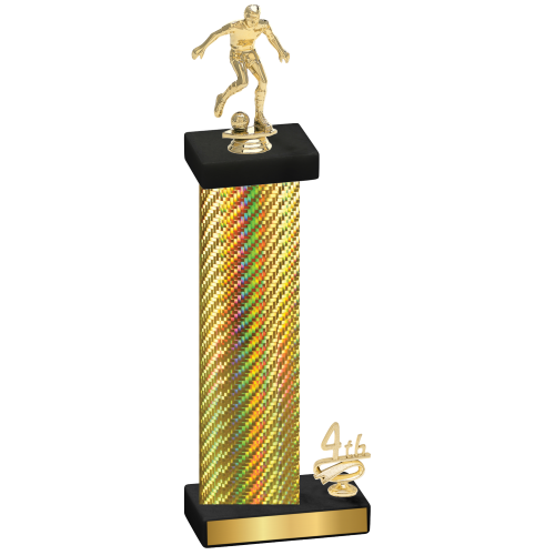 Accented Single Gold Carbon Fiber Fourth Place Soccer Trophy