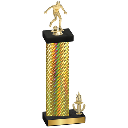 Accented Single Gold Carbon Fiber Victory Soccer Trophy