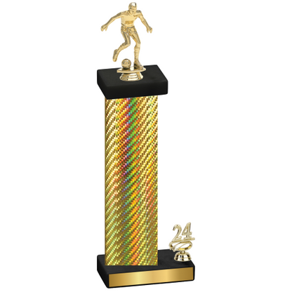 Accented Single Gold Carbon Fiber Year Soccer Trophy