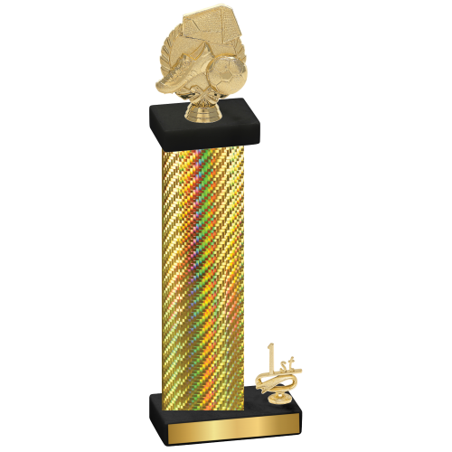 Accented Single Gold Carbon Fiber First Place Soccer Trophy