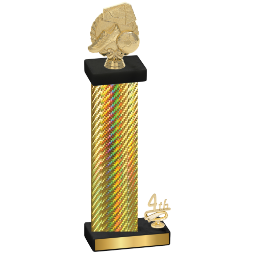 Accented Single Gold Carbon Fiber Fourth Place Soccer Trophy