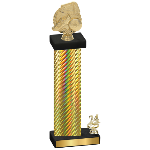 Accented Single Gold Carbon Fiber Year Soccer Trophy