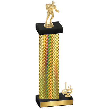 Accented Single Gold Carbon Fiber First Place Rugby Trophy