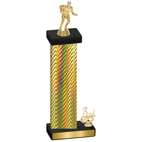 Accented Single Gold Carbon Fiber Third Place Rugby Trophy