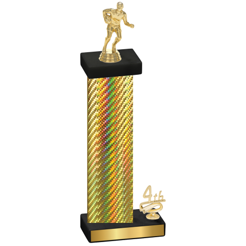 Accented Single Gold Carbon Fiber Fourth Place Rugby Trophy